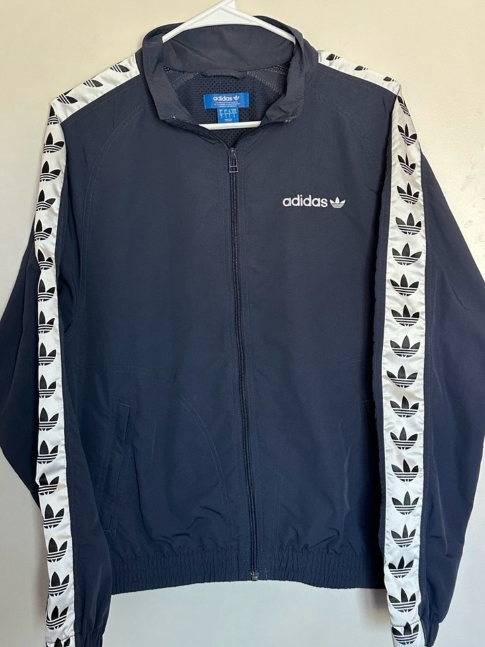 adidas Navy Track Jacket with Logo Tape